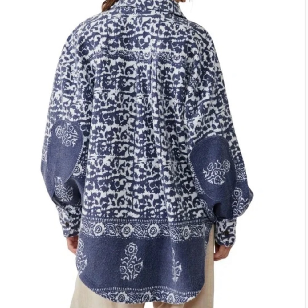 Free People Printed Ruby Jacket Navy Combo - Picture 2 of 3